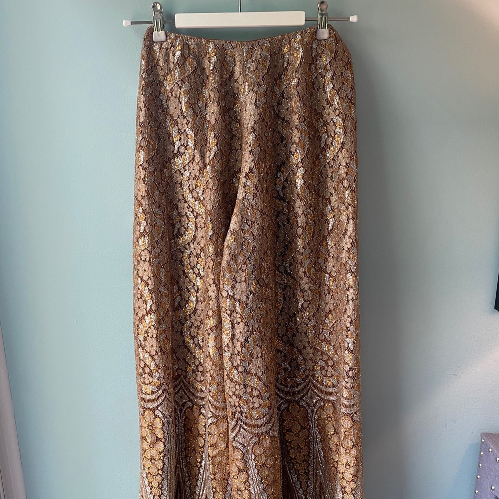Vintage Gold Lace Pant Suit - Picture 8 of 10